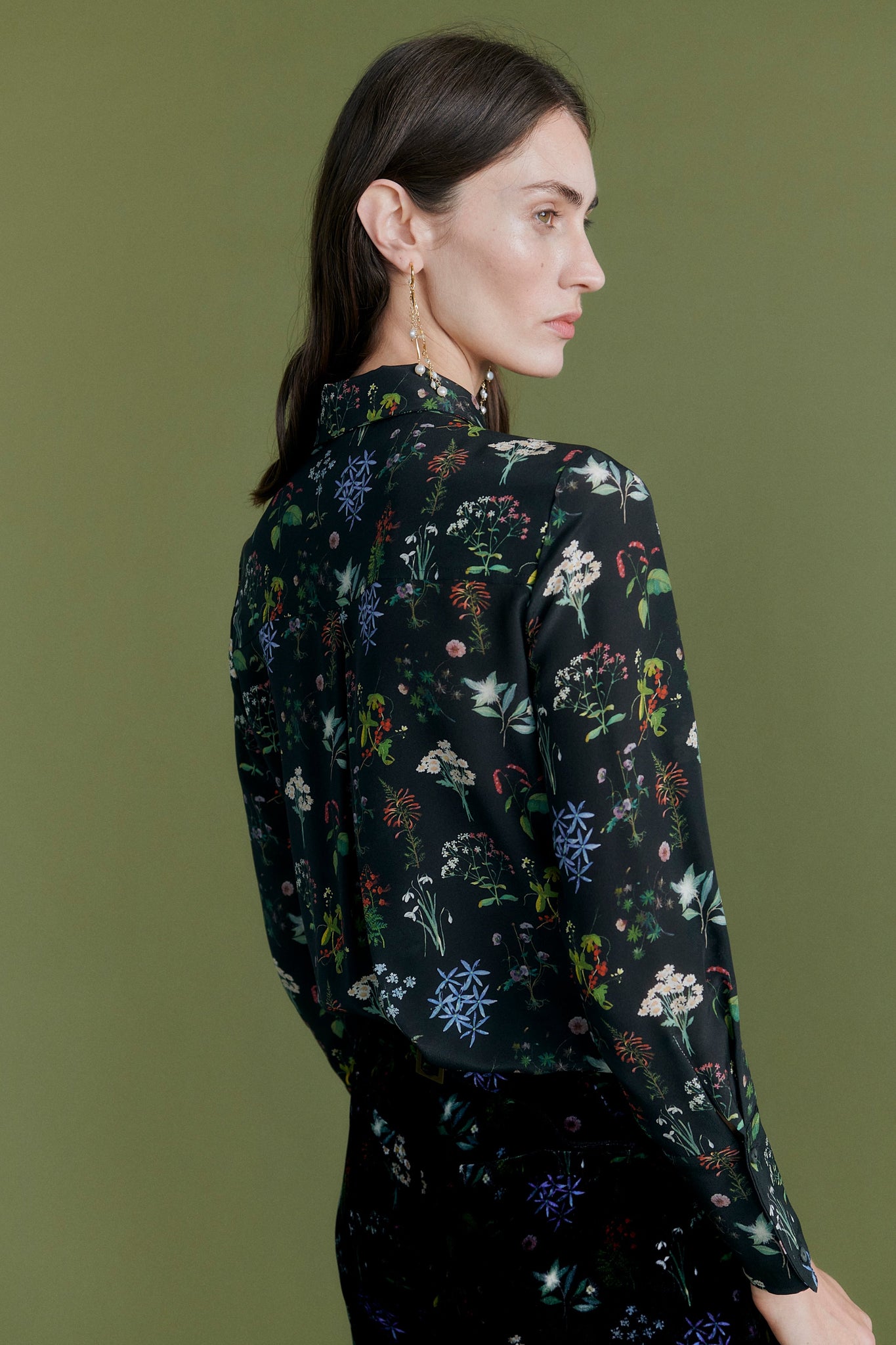 "Botanical" printed shirt blouse