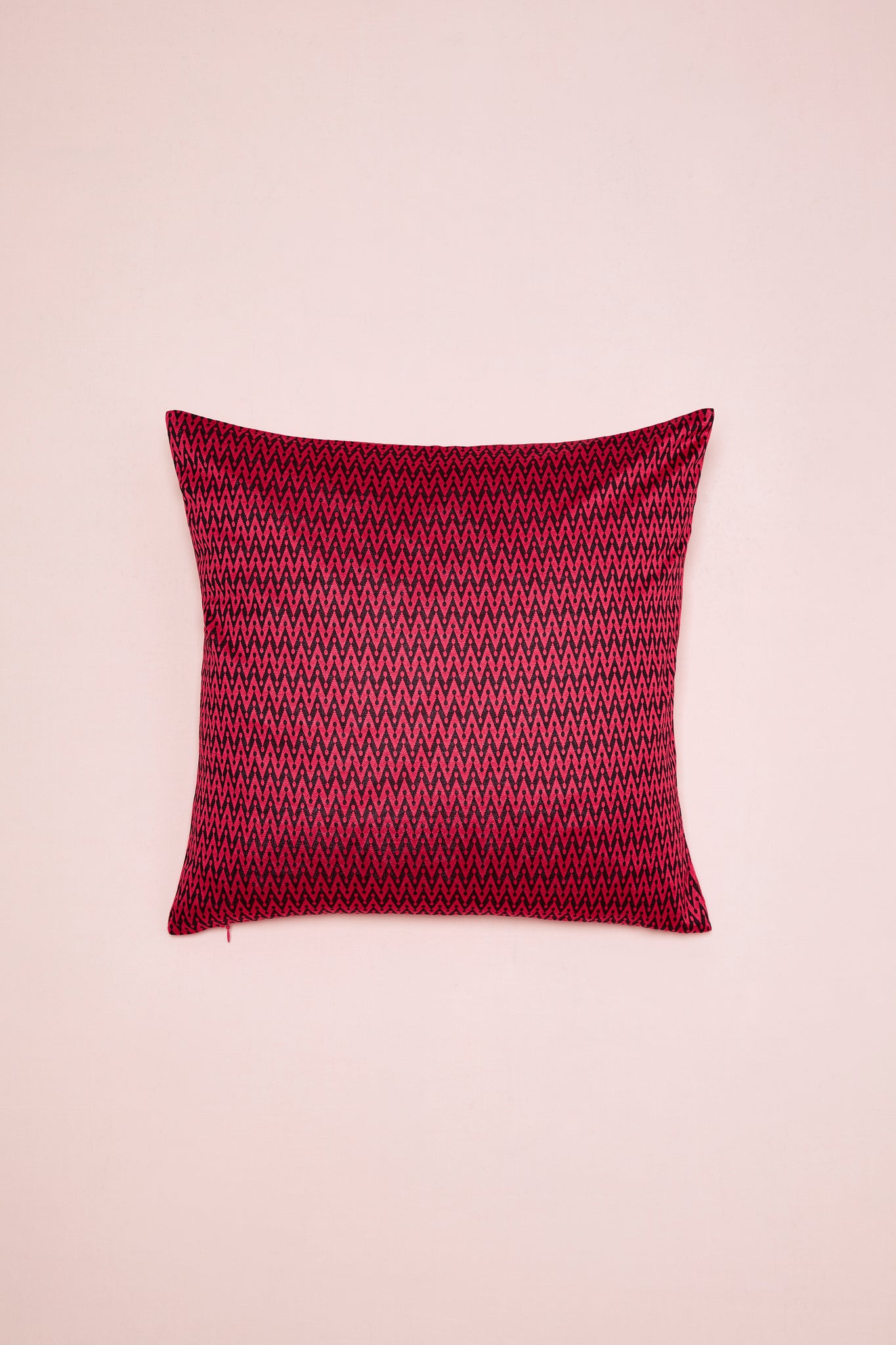 Red "Lines" printed square cushion