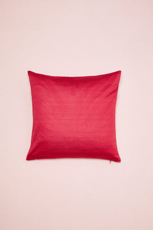 Red "Lines" printed square cushion