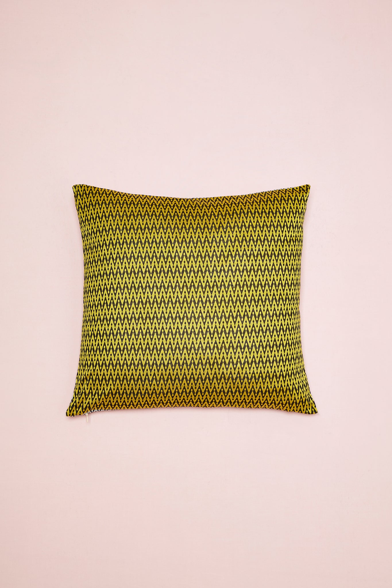 Square cushion printed "Lines" Yellow