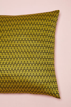 Square cushion printed "Lines" Yellow