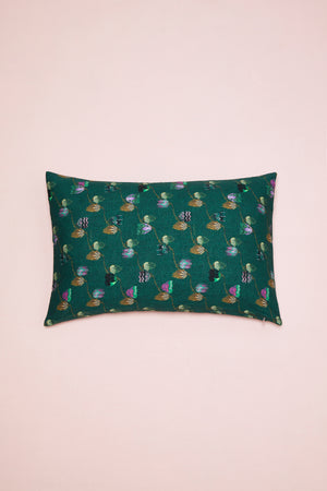 Rectangular cushion printed "Lamps" Green