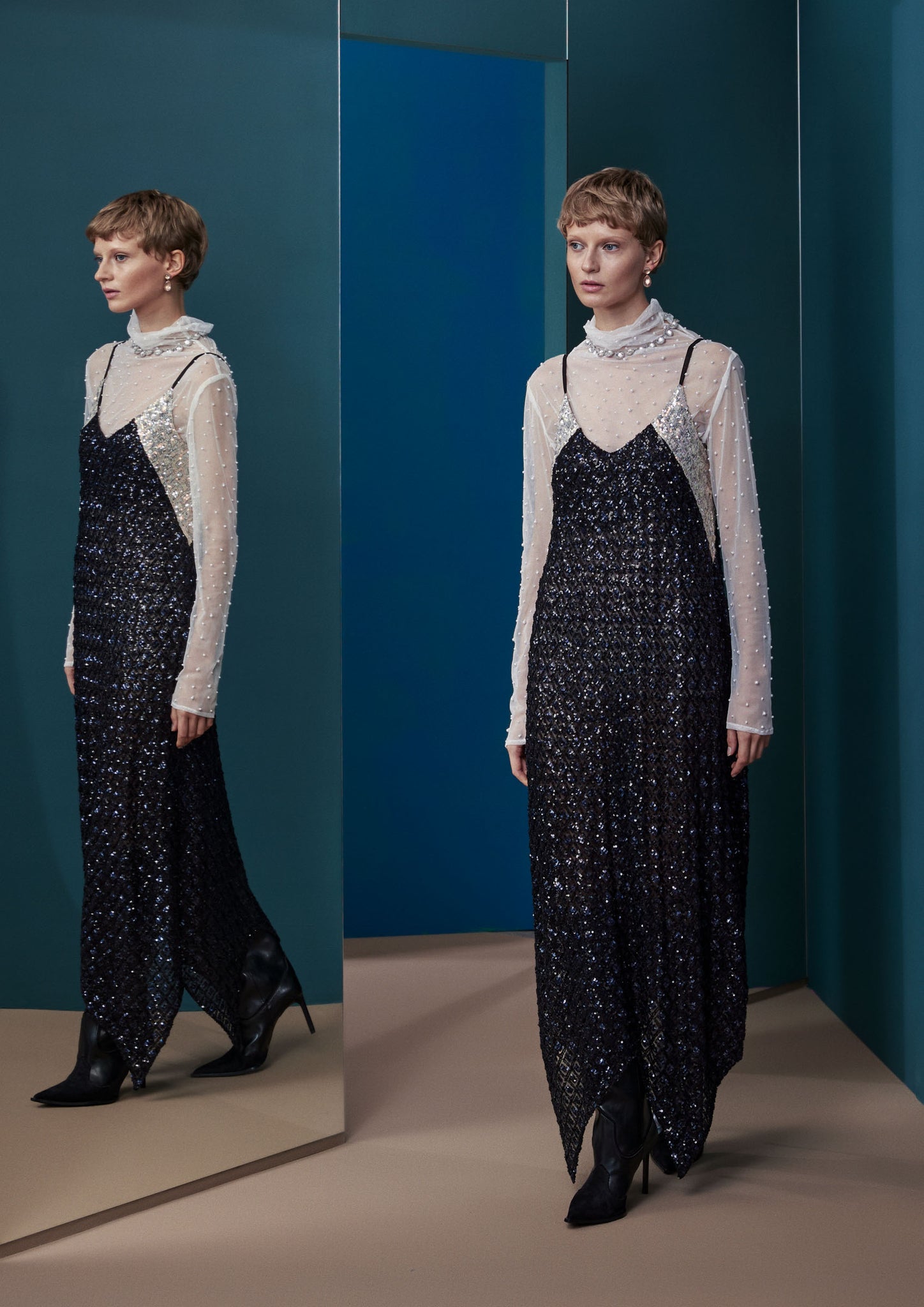 FW25-V003 Vestido de Lentejuelas Negro