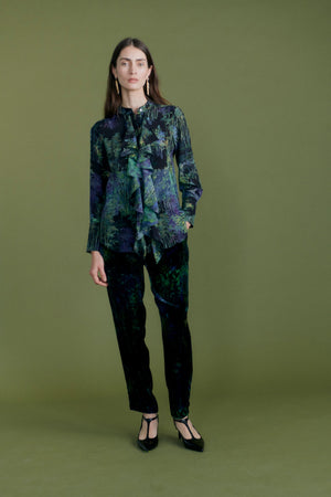 "Bamboo Forest" printed ruffles blouse