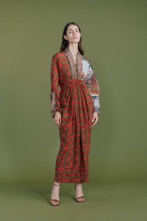 "Amaranto" printed wrap dress