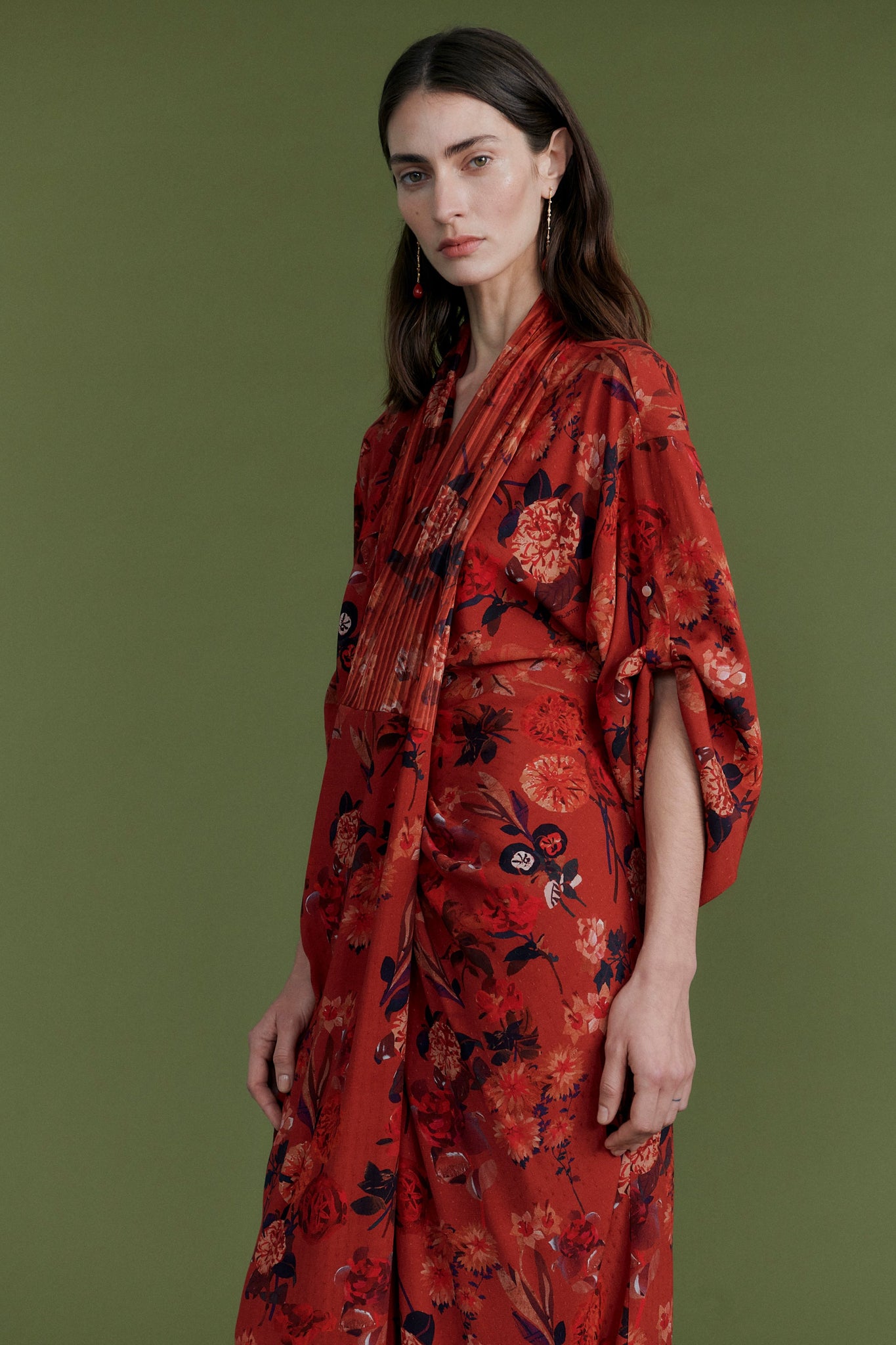 "Floral" printed kimono dress