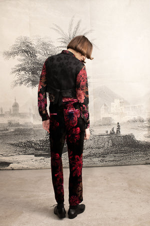 Double-breasted trousers with “Anemones” print