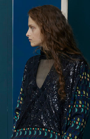 FW25-V001 Vestido Kaftán estampado "Geométrico"